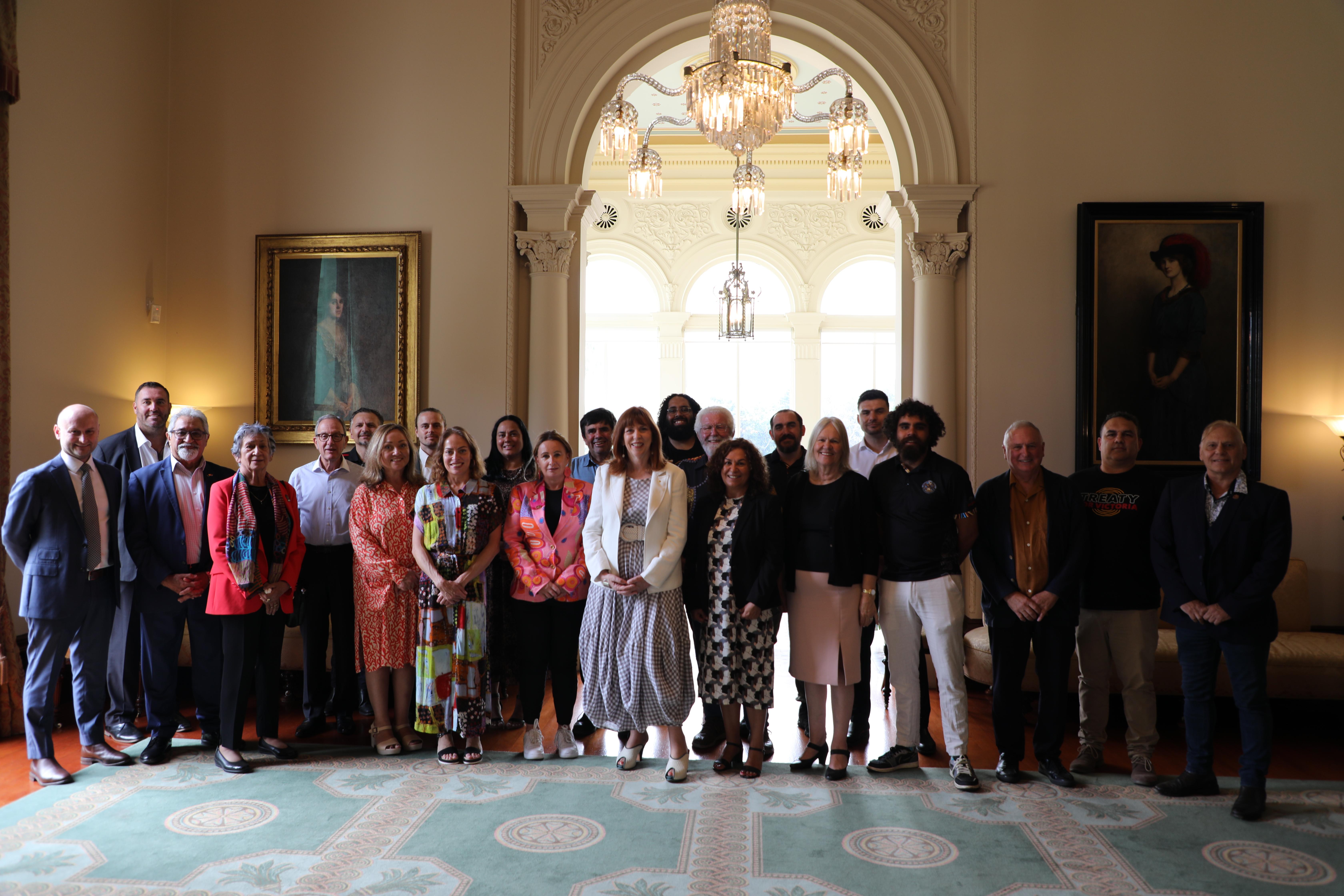 The Governor with guests at the Treaty and First Peoples morning tea.
